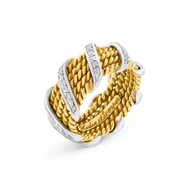 TIFFANY & CO., JEAN SCHLUMBERGER DIAMOND AND GOLD FIVE-ROW 'ROPE' RING