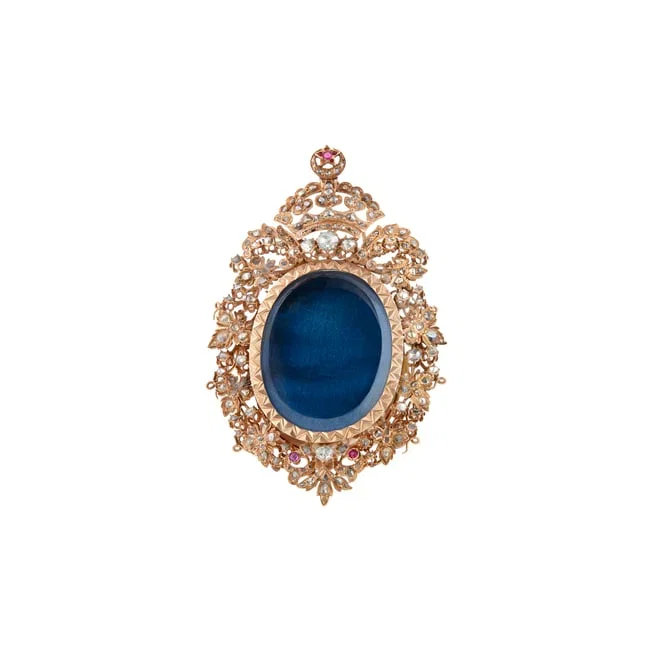 ANTIQUE RUBY AND DIAMOND FRAME