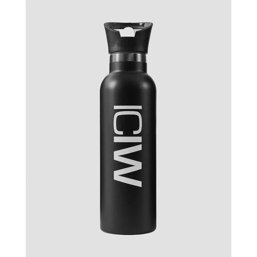 Image of ICIW Waterbottle Stainless Steel, Black/White logo 600ml