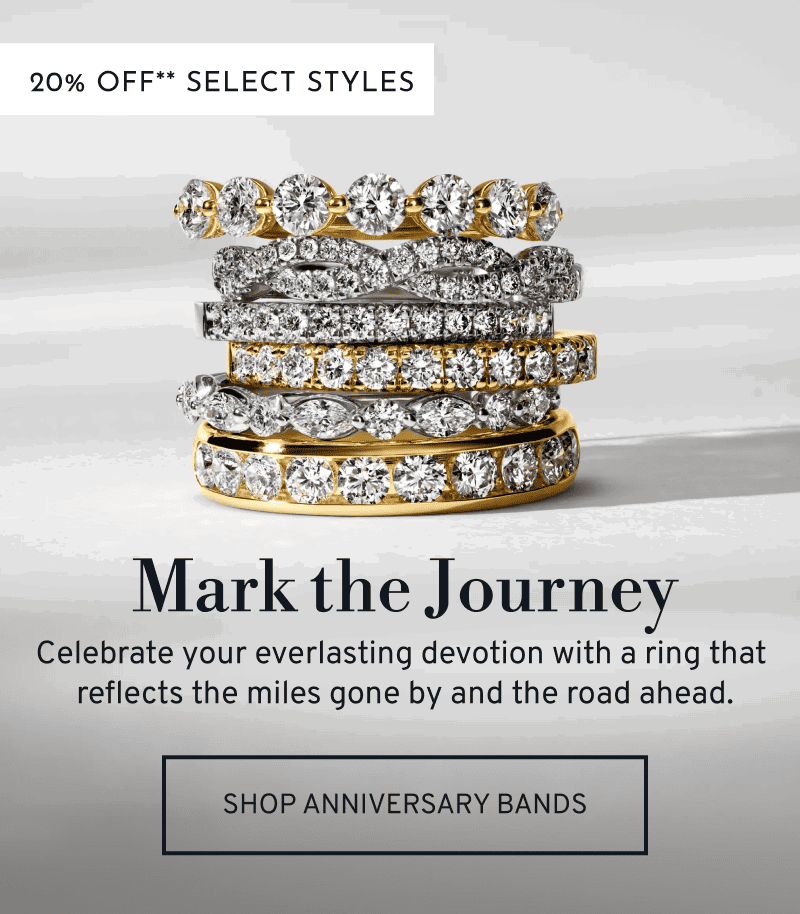 Stacked diamond bands. 20% Off Select Styles. Mark the Journey. Celebrate the miles gone by. Click to Shop Anniversary Bands