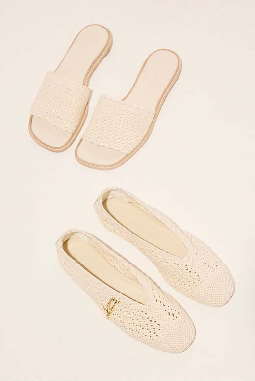 JUNO and DAISY in Vanilla Crochet styled with a clean white backdrop.