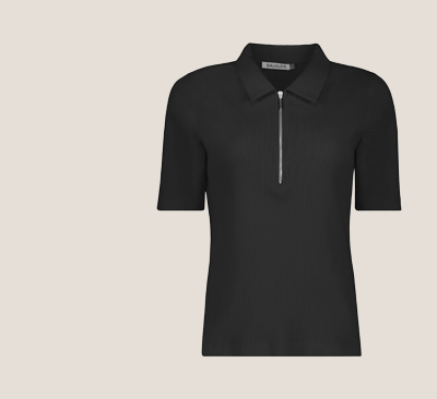 Ivy Organic Rib Zip Collar Top