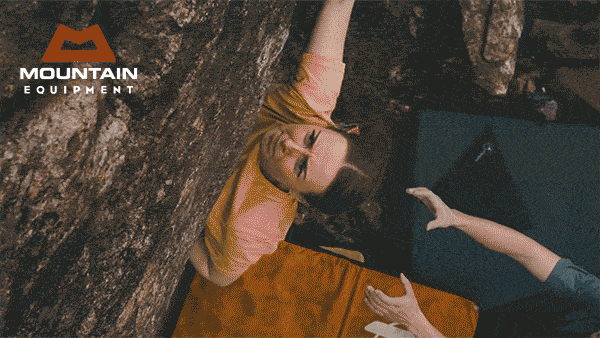A gif of three rock climbers on a crag. All three wear Mountain Equipment Stonewear clothing. 