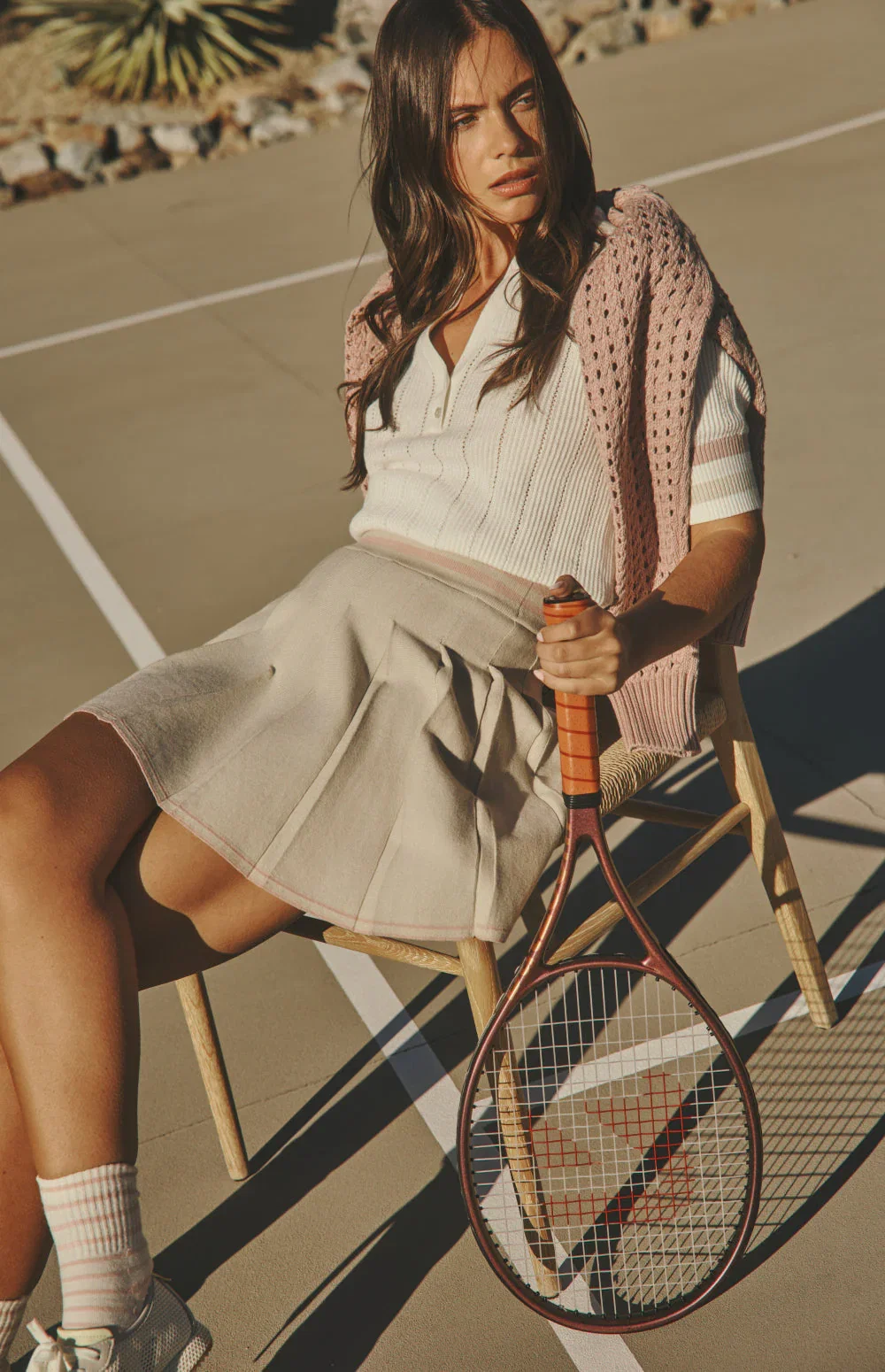 Image of Casey Pleated Sweater Skirt | Pumice