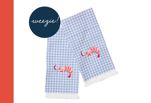 shrimp embroidered dish towels