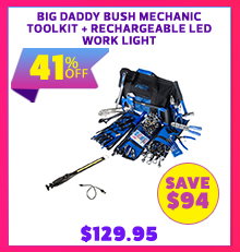 Big Daddy Bush Mechanic Toolkit + Rechargeable LED Work Light