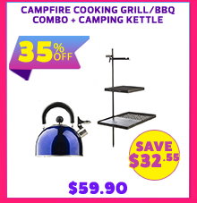 Campfire Cooking Grill/BBQ Combo + Camping Kettle
