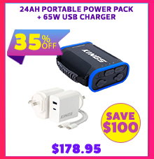 24Ah Lithium Portable Power Pack + 65W USB Charger