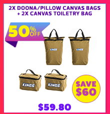 2x Doona/Pillow Canvas Bags + 2x Canvas Toiletry Bag