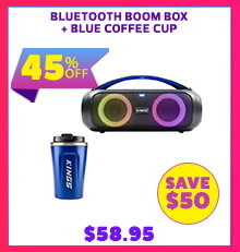 Bluetooth Boom Box + Blue Coffee Cup