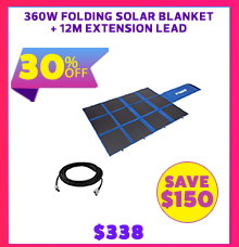360W Folding Solar Blanket + 12m Extension Lead