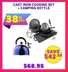 Cast Iron Cooking Set + Camping Kettle