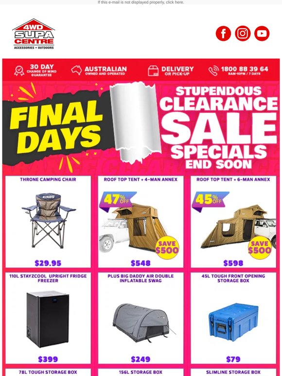 FINAL DAYS 🗓️ Stupendous Clearance Sale Specials End Soon 🤑