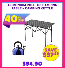 Aluminium Roll-Up Camping Table + Camping Kettle