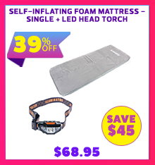 Self-Inflating Foam Mattress - Single + LED Head Torch