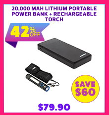 20000 mAH Lithium Portable Power Bank + Rechargeable Torch