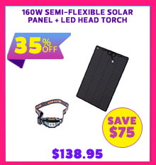 160W Semi-Flexible Solar Panel + LED Head Torch