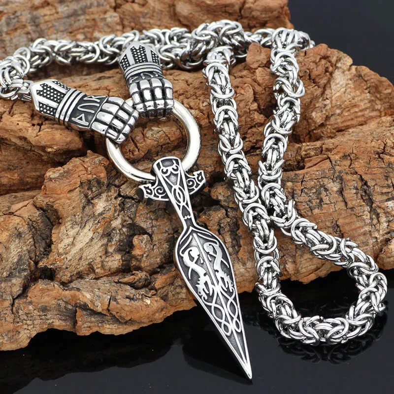 Image of Norse Mjolnir Rune Sword stainless steel Viking Pendant