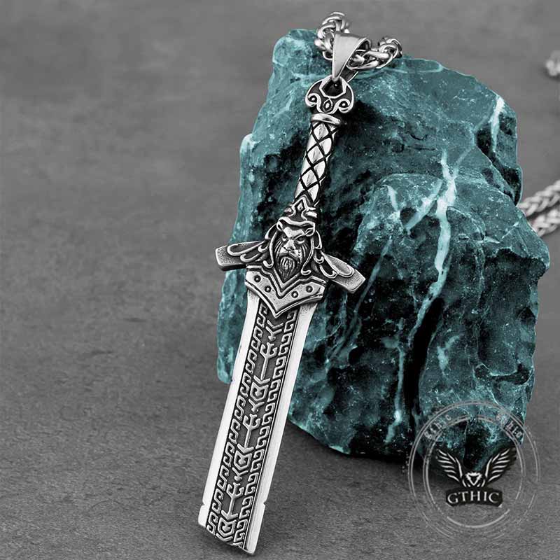 Image of Viking Broken Sword Stainless Steel Amulet Pendant