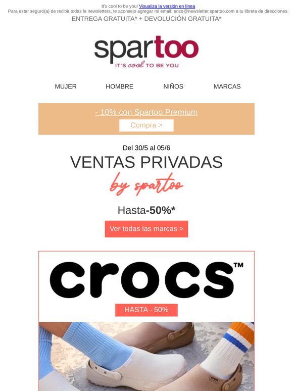 🪁 Date un capricho en Spartoo, hasta el 50% de descuento en Crocs, Mjus, Superga, IgI&CO y Betty London con entrega gratuita