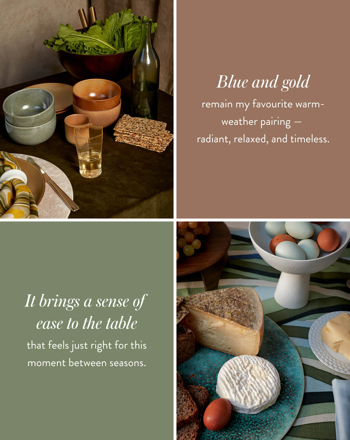blue and gold tablescape 