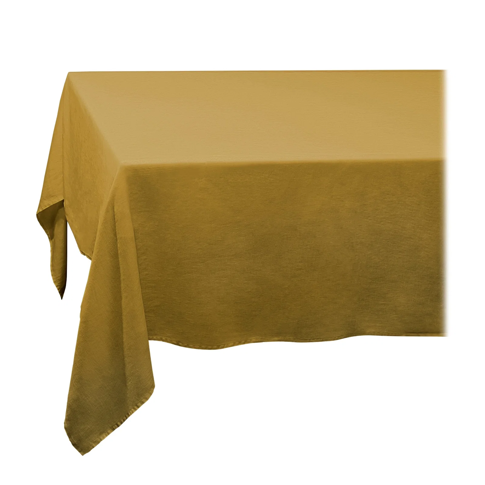 Image of Linen Sateen Tablecloth - Mustard