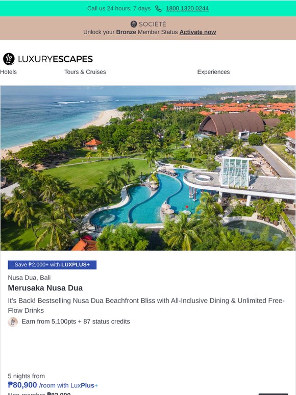 Nusa Dua Beachfront Bestseller w. All-Inclusive Dining & Unlimited Drinks