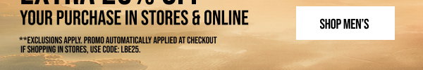 Extra 25% off Shop Men's