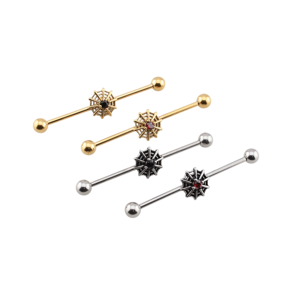  Halloween Spider Web Industrial Barbell Piercings 14G 38mm 