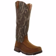 Twisted X Waterproof Moc Toe Back-Zip Snake Boots for Men - Mossy Oak Bottomland/Brown