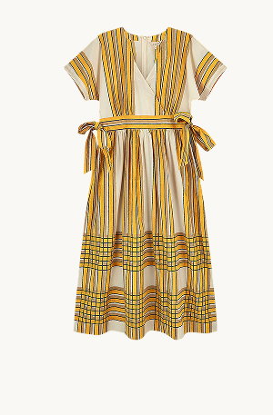 Alana hand-woodblock stripe dress