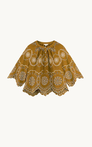 Leni floral broderie cotton poplin top