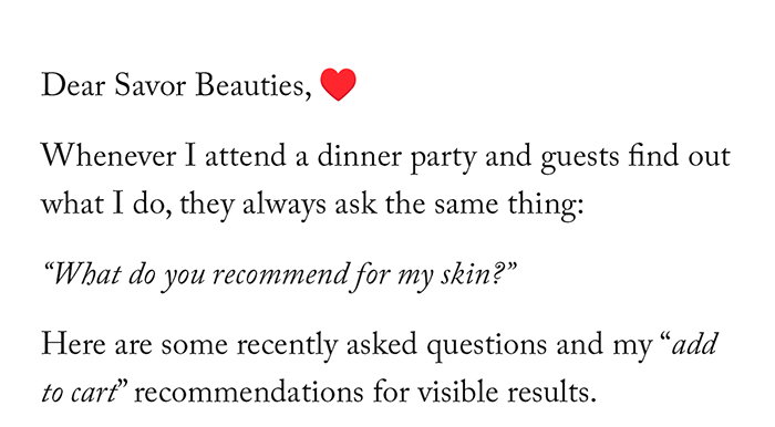 Dear Savor Beauties,