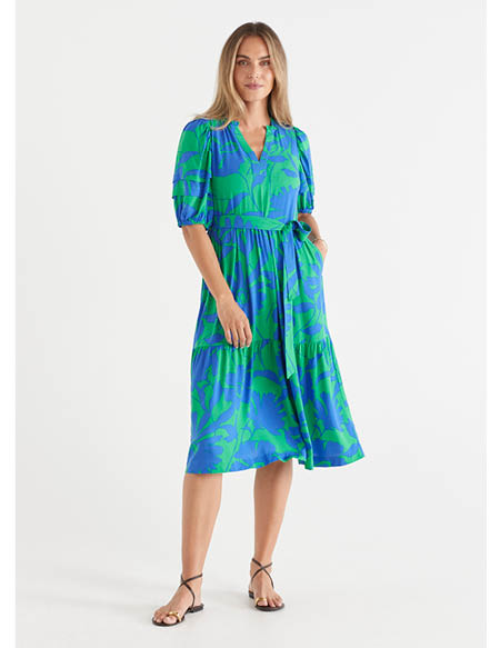 Silhouette Bloom Tiered Midi Dress