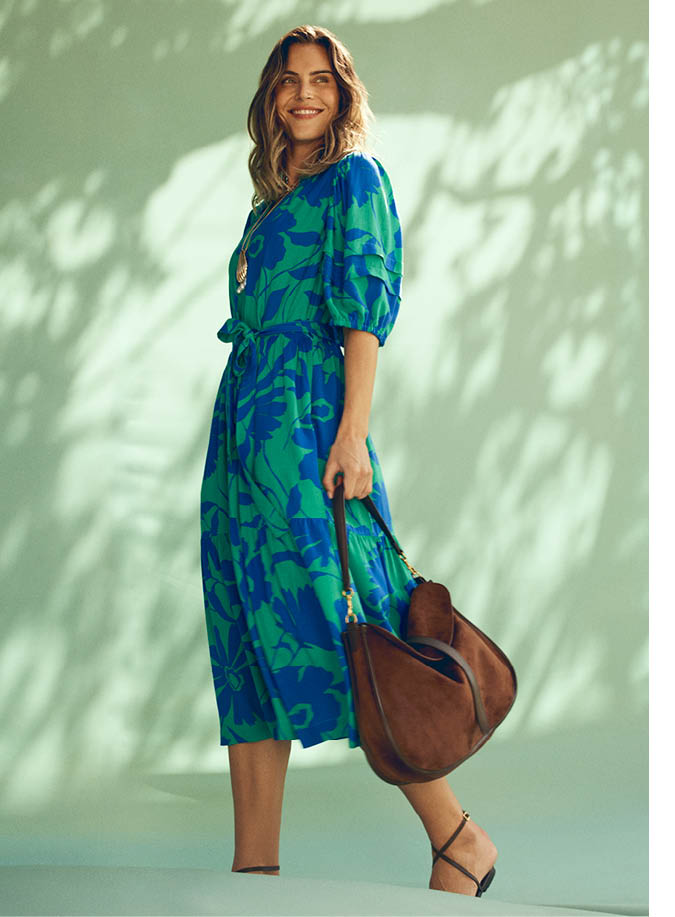 Silhouette Bloom Tiered Midi Dress