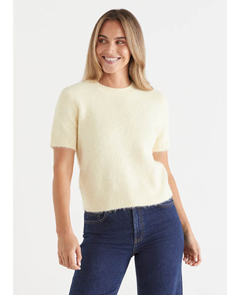 Knit Fluffy Short Sleeve Top