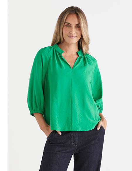 Open Neck 3/4 Sleeve Top
