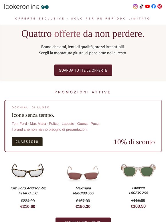 I tuoi prossimi occhiali costano meno✨