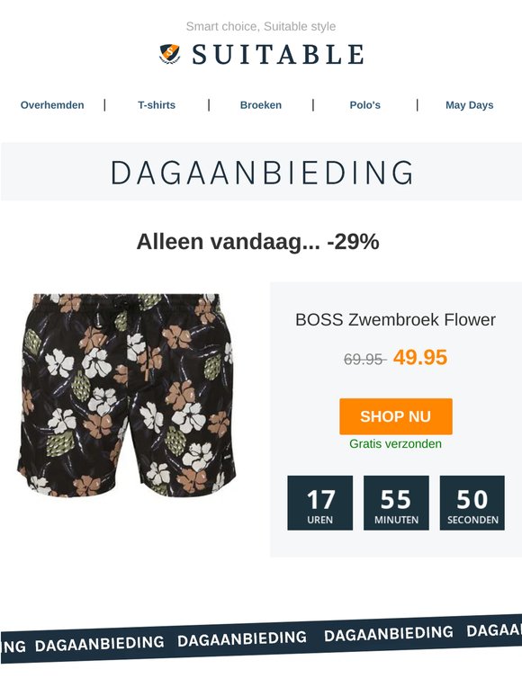 Alleen vandaag: BOSS Zwembroek Flower