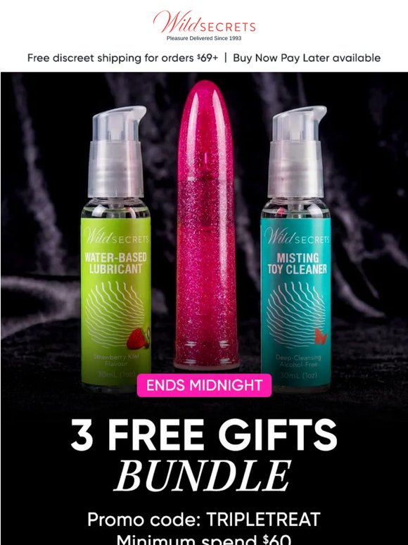 ⏰ Three Free Gifts Ends Midnight!
