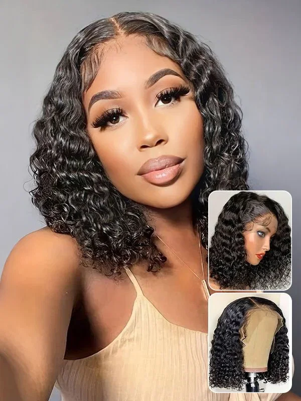 Wavymy Deep Wave 13x4x1 Lace Part Wigs Human Hair Wig 180% Density