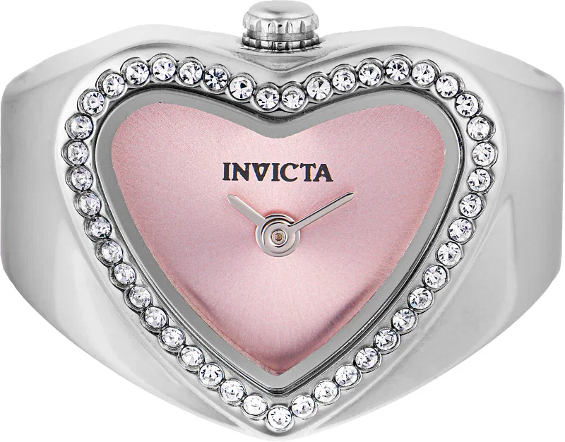 Image of Invicta Women's 18mm Angel Quartz Crystal Halo Heart-Shaped Mini Ring Watch