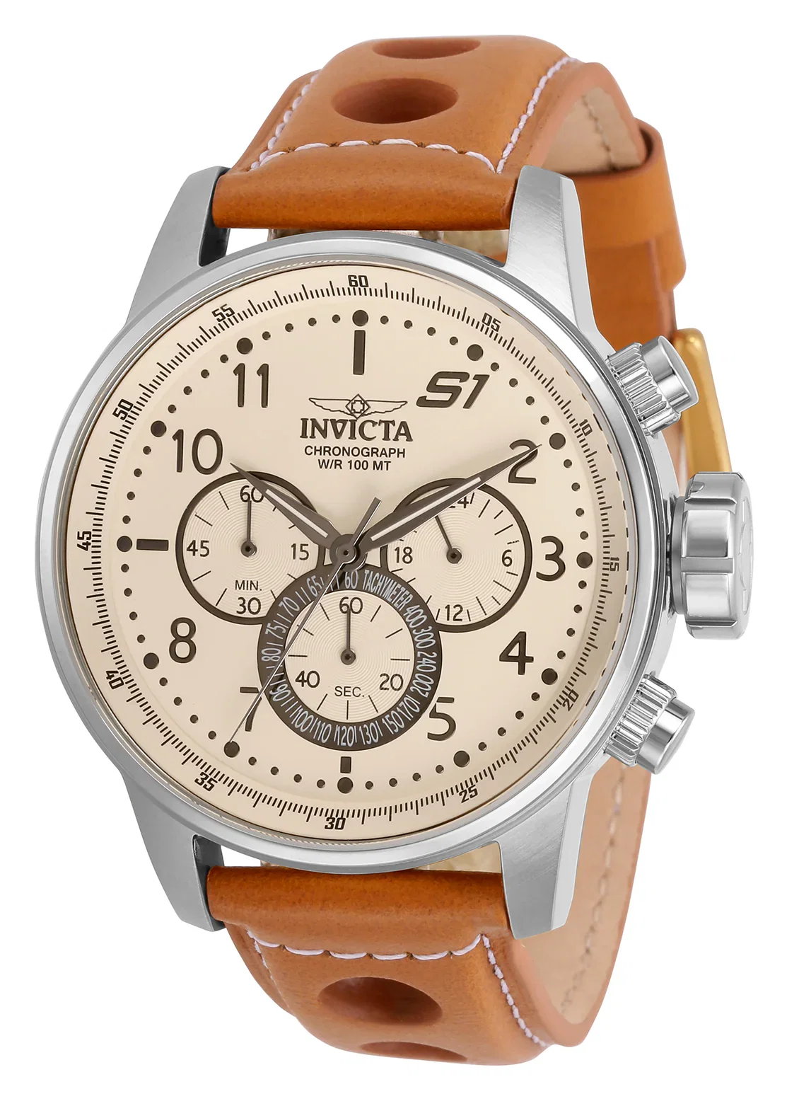 Image of Invicta Men's 46mm S1 Rally Quartz Chronograph Cognac Leather Strap Watch