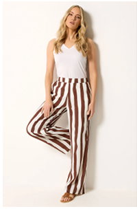 LTS Tall White & Brown Stripe Wide Leg Trousers