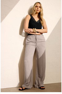 LTS Tall Natural Brown Wide Leg Linen Trousers