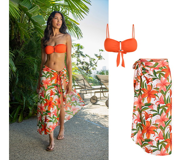 Jungle Blossoms Hem Sarong Wrap Skirt