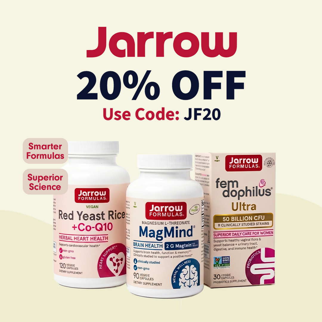 Jarrow Formulas supplements with 20% OFF. Use Code: JF20