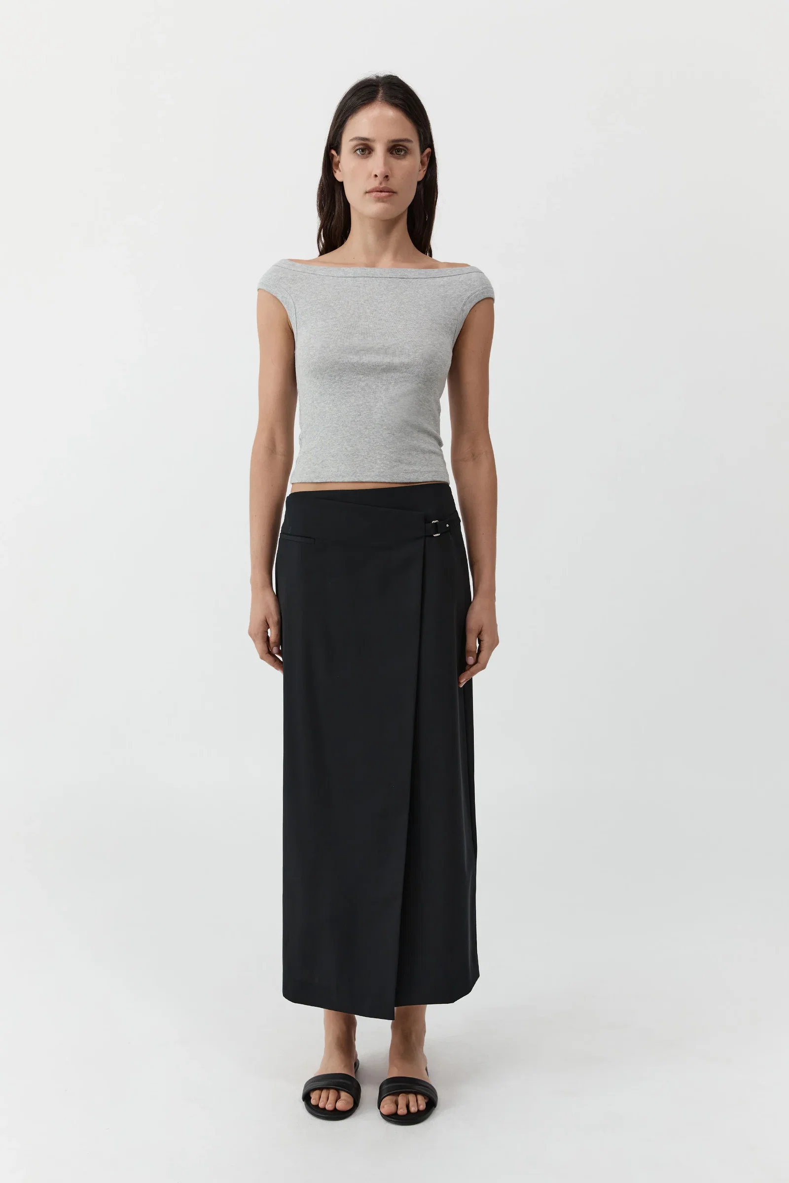 Image of Tailored Wrap Skirt - Black