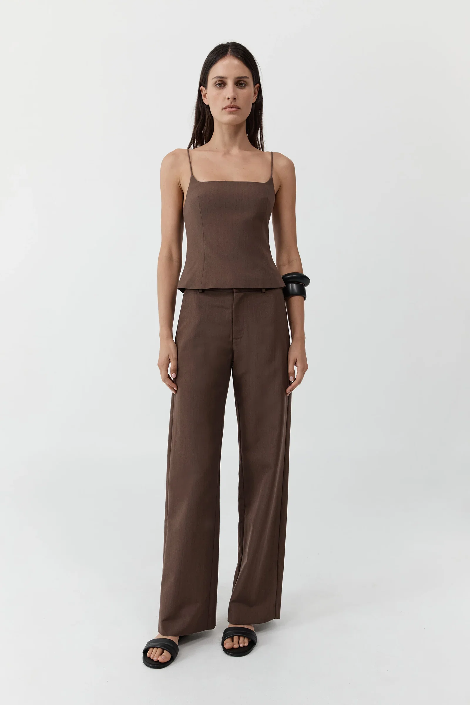 Image of Silk Canvas Carter Trousers - Mud