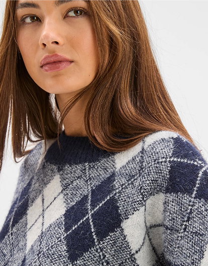 Lily Loves Argyle Crew Neck Jumper
